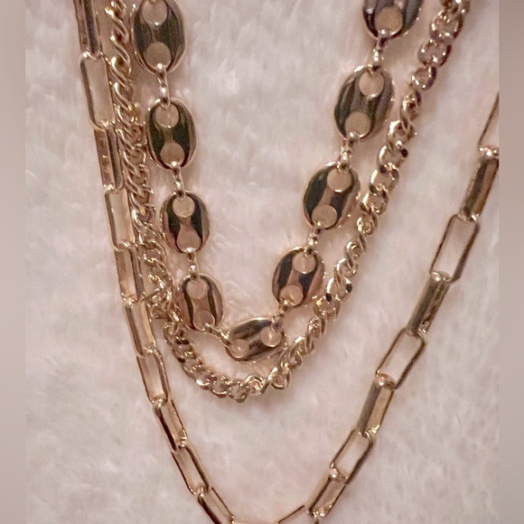 NWOT Express 3 Layer Chain Gold-Tone Necklace - Picture 5 of 6